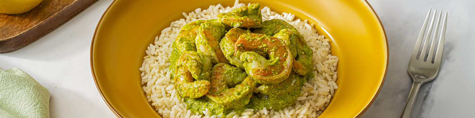 Texas Pesto Shrimp Over Rice